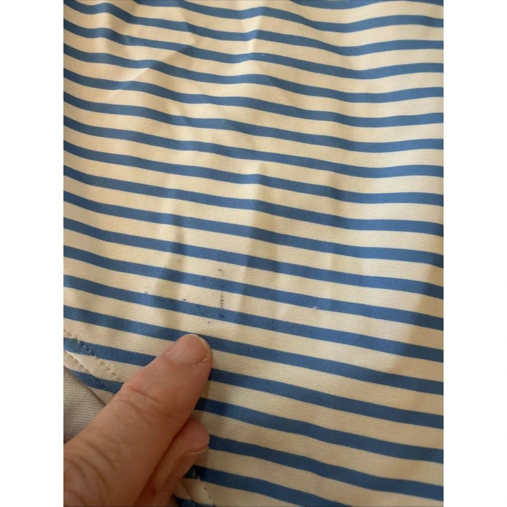 Prodoh Girls One Piece Swimsuit Sz 12 Blue‎ White Stripe Bathing Suit Beach Swim